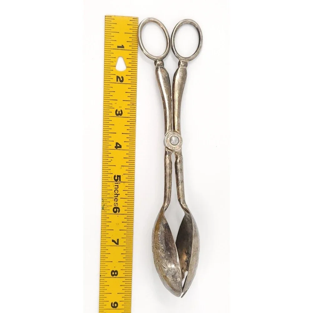 VTG Italy Silverplated Scissor Salad Tongs 8.5